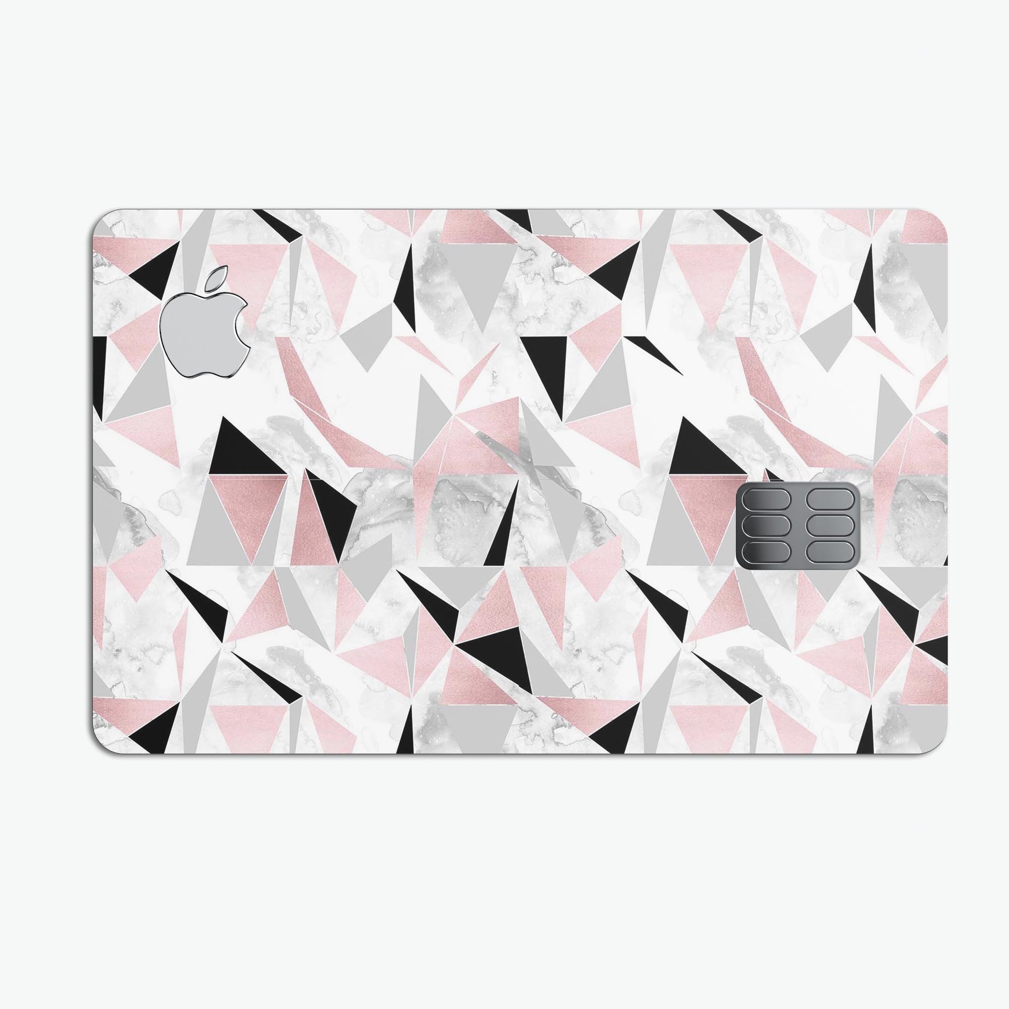 Karamfila Marble & Rose Gold skin kit for Apple Card, showcasing premium vinyl design and bubble-free installation features.